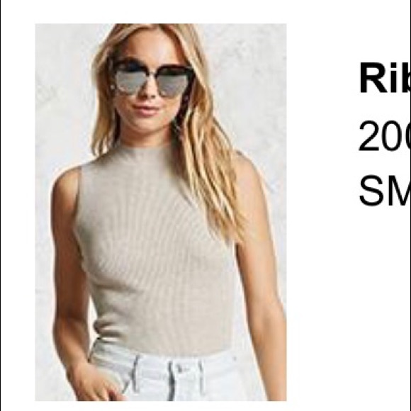 NWT Forever 21 Ribbed Mock Neck Sleeveless Blouse - Picture 1 of 1